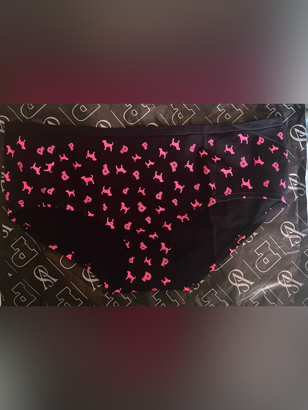 3/$30 ⭐️PINK Victoria's Secret Black Hipster panties with Pink Logo Dog NWT XL